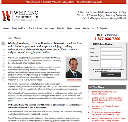 Whiting Law Group website – About the firm