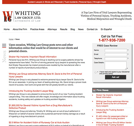 Whiting Law Group website – News