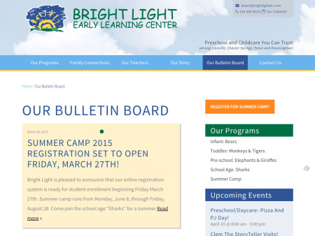 Bright Light Bulletin Board Page