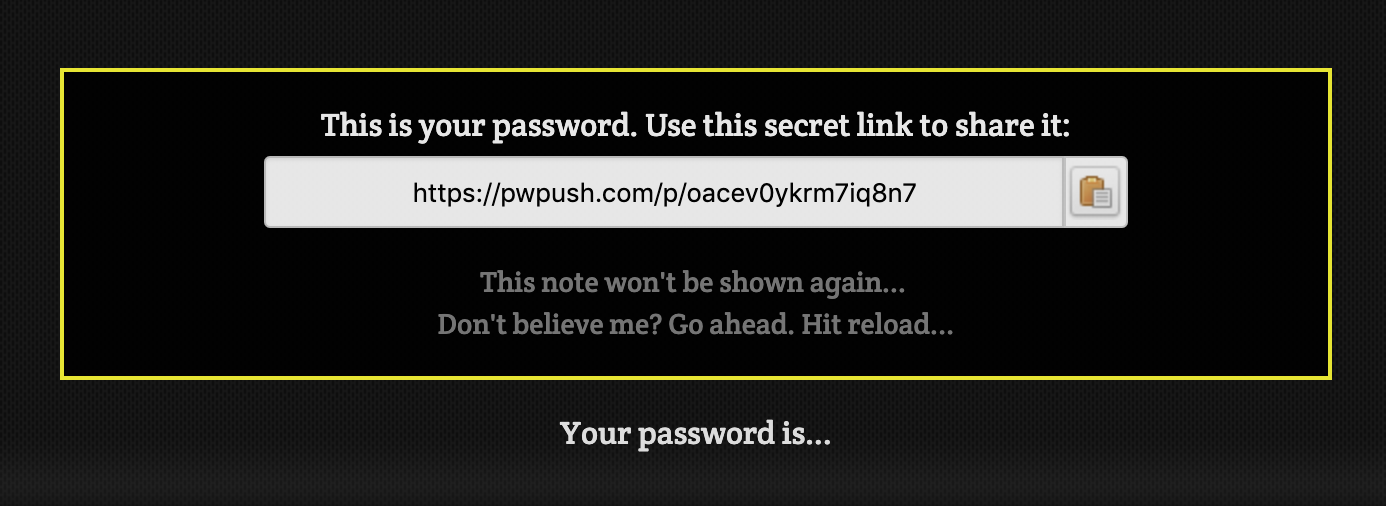 Use PW Push to share passwords safely
